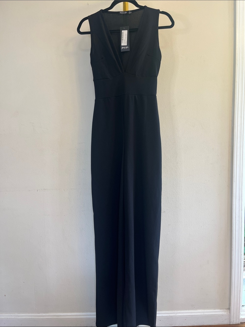 Nasty Gal Black Sleeveless V-Neck Wide-Leg Jumpsuit